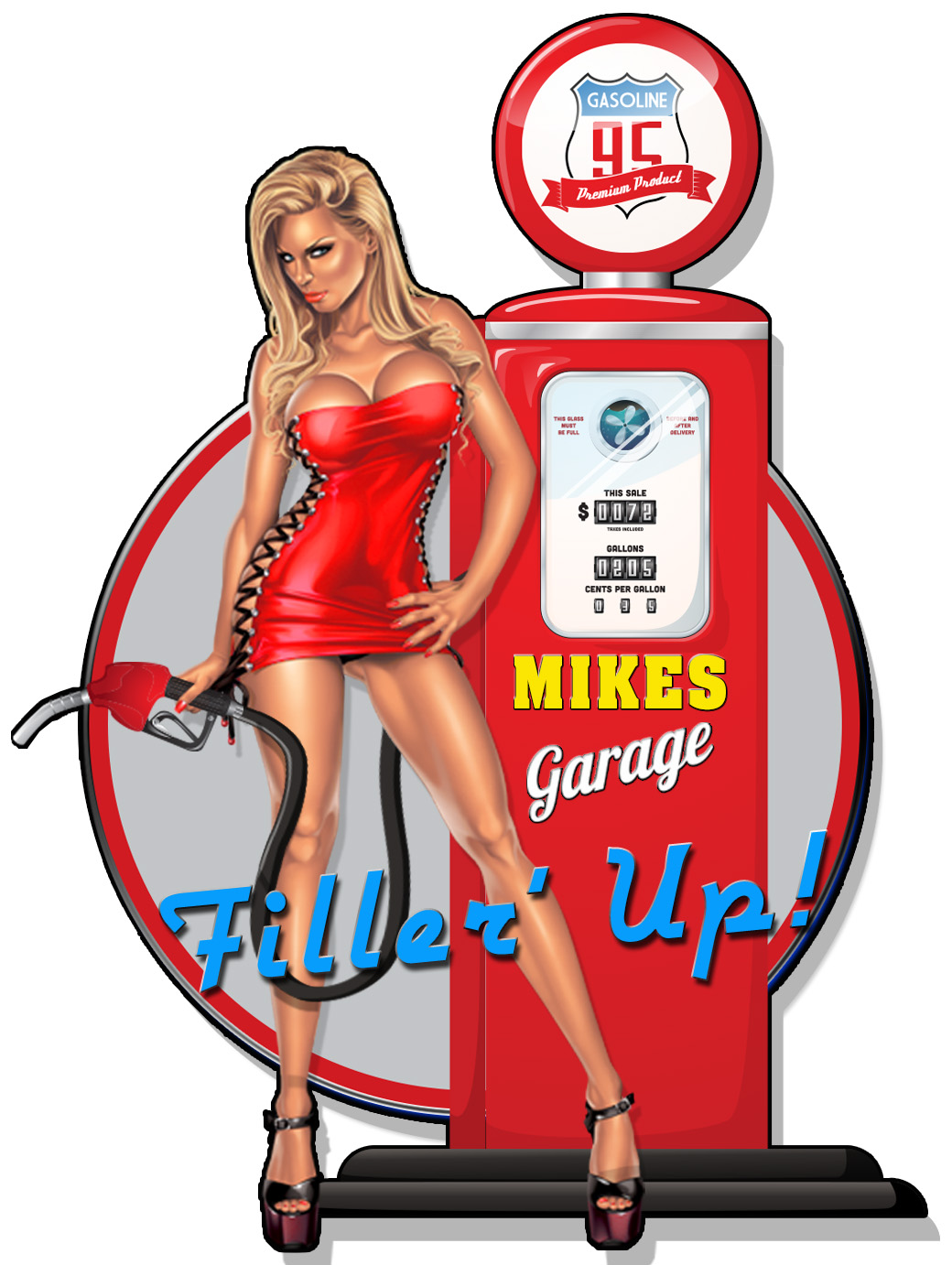 Personalized Gas Pump Girl Sign